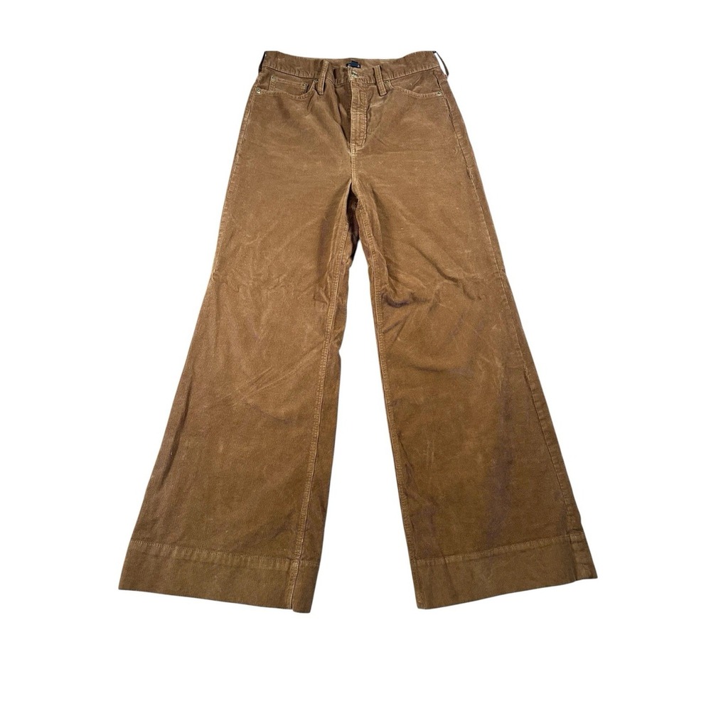 J.Crew Corduroy Wide Leg‎ Pants Women's Size 25 Roasted Cocoa Brown High Rise